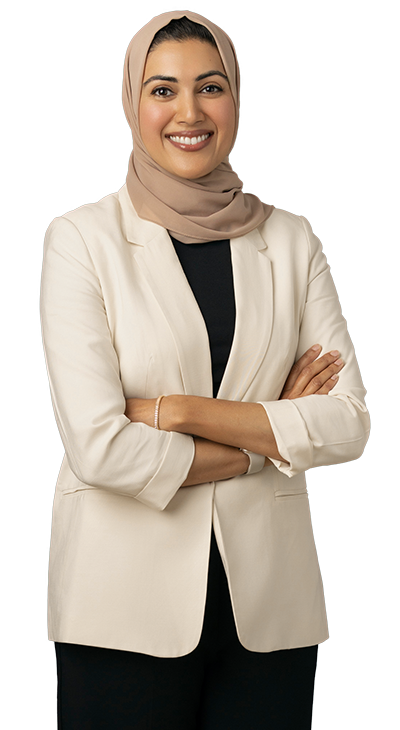 Full body shot of Sarah Tariq